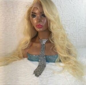 Golden Natural Customized 26 inch Layered 100% Human Hair Lace Wig 13x6